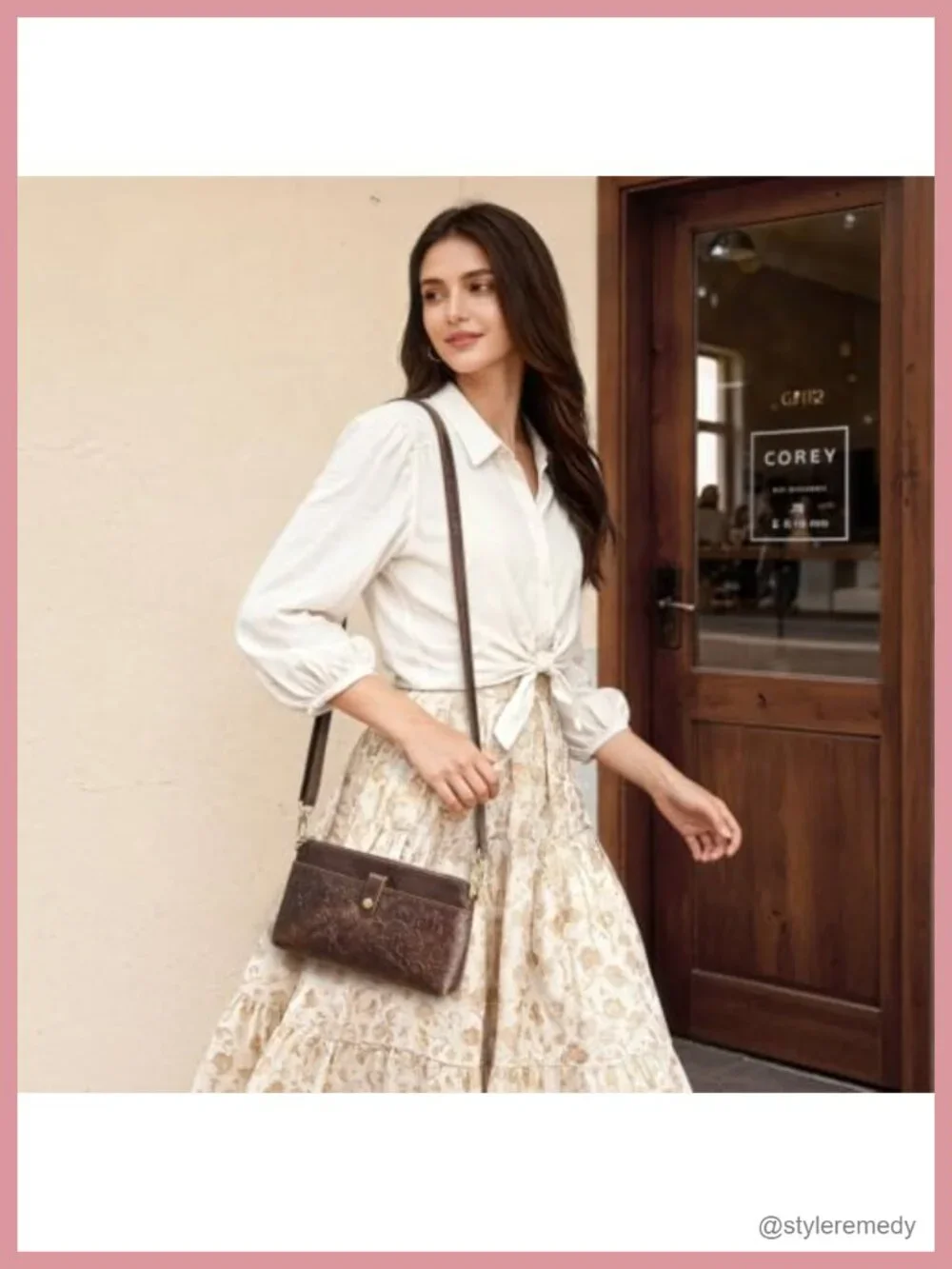 Full Grain Leather Crossbody Purse RFID Blocking Cell Phone Wallet Detachable
